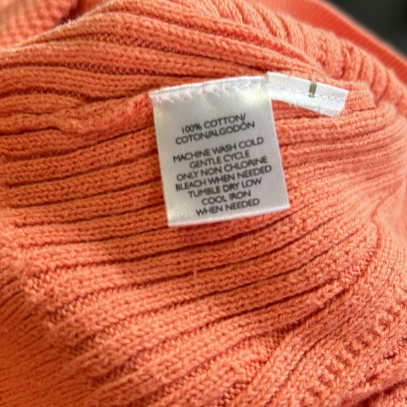 Ann Taylor LOFT salmon pink knit sweater M Medium 100% cotton - Picture 4 of 4